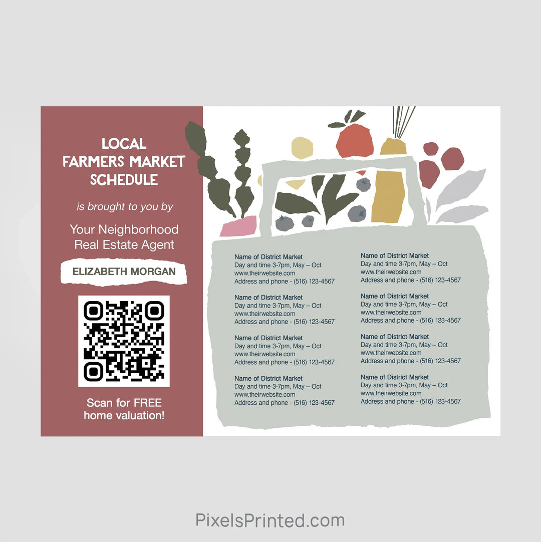 EXIT realty farmers market schedule postcards