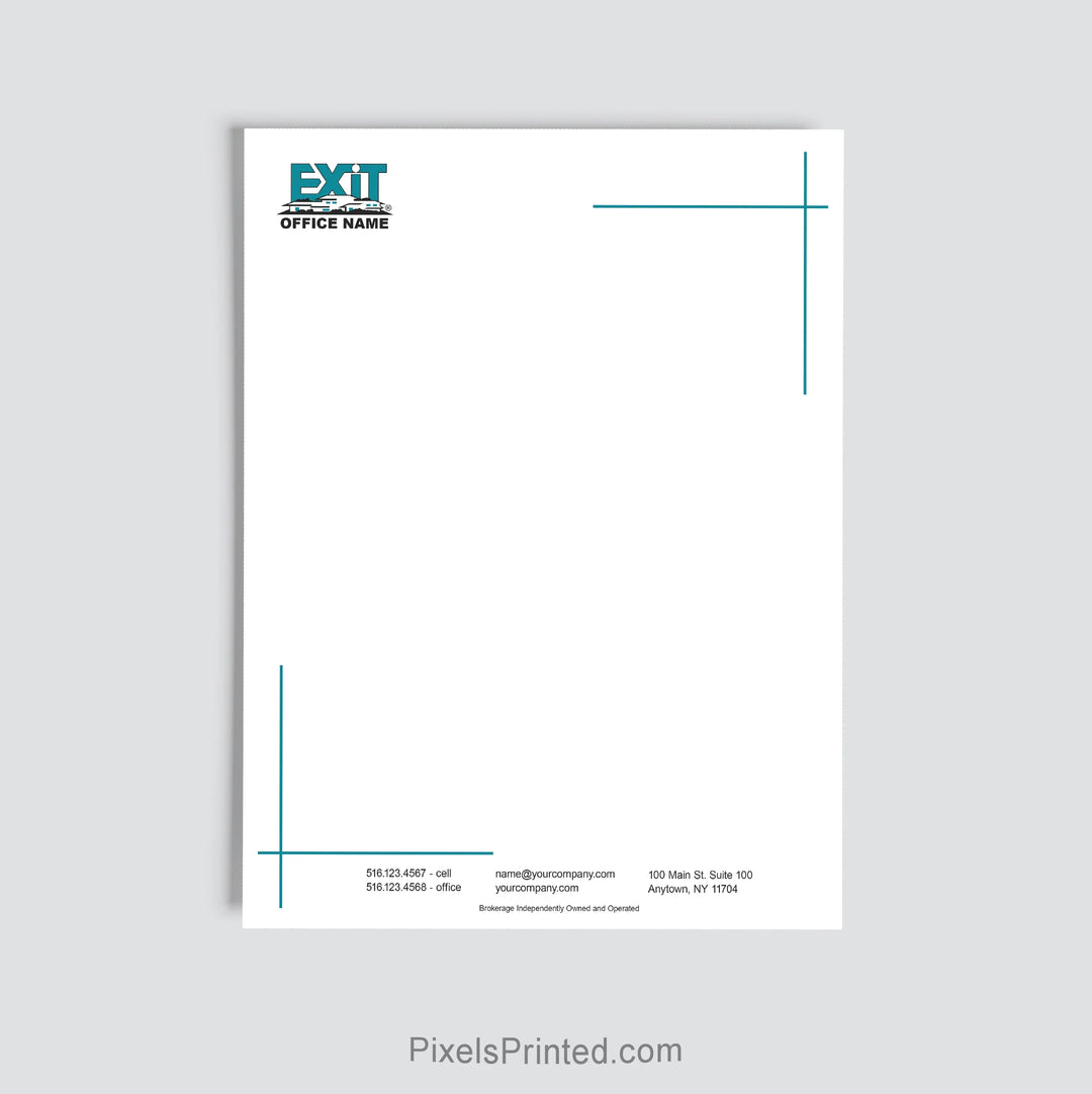 EXIT Realty real estate office letterhead personalized for brokerage use