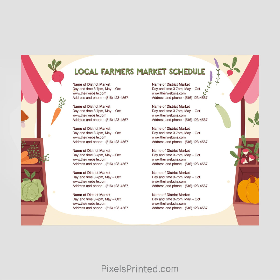 EXP realty farmers market schedule postcards