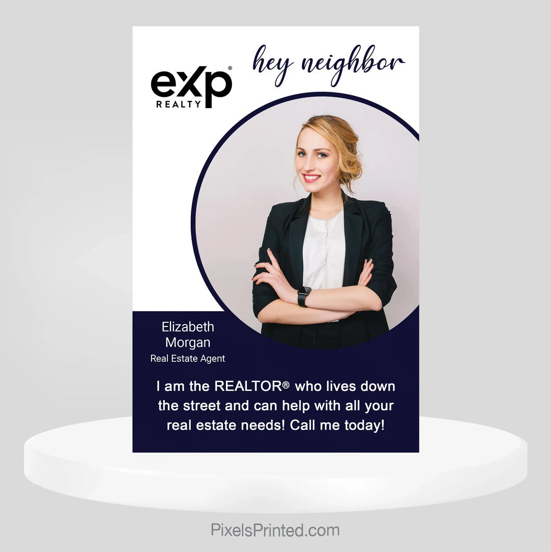 eXp Realty Hey Neighbor postcard designed to introduce a real estate agent to homeowners and build neighborhood recognition.