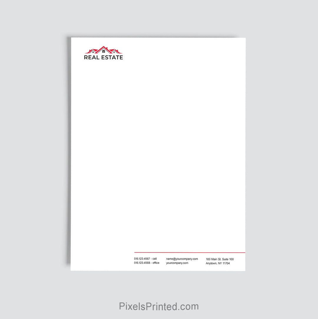 Independent real estate office letterhead personalized with brokerage information