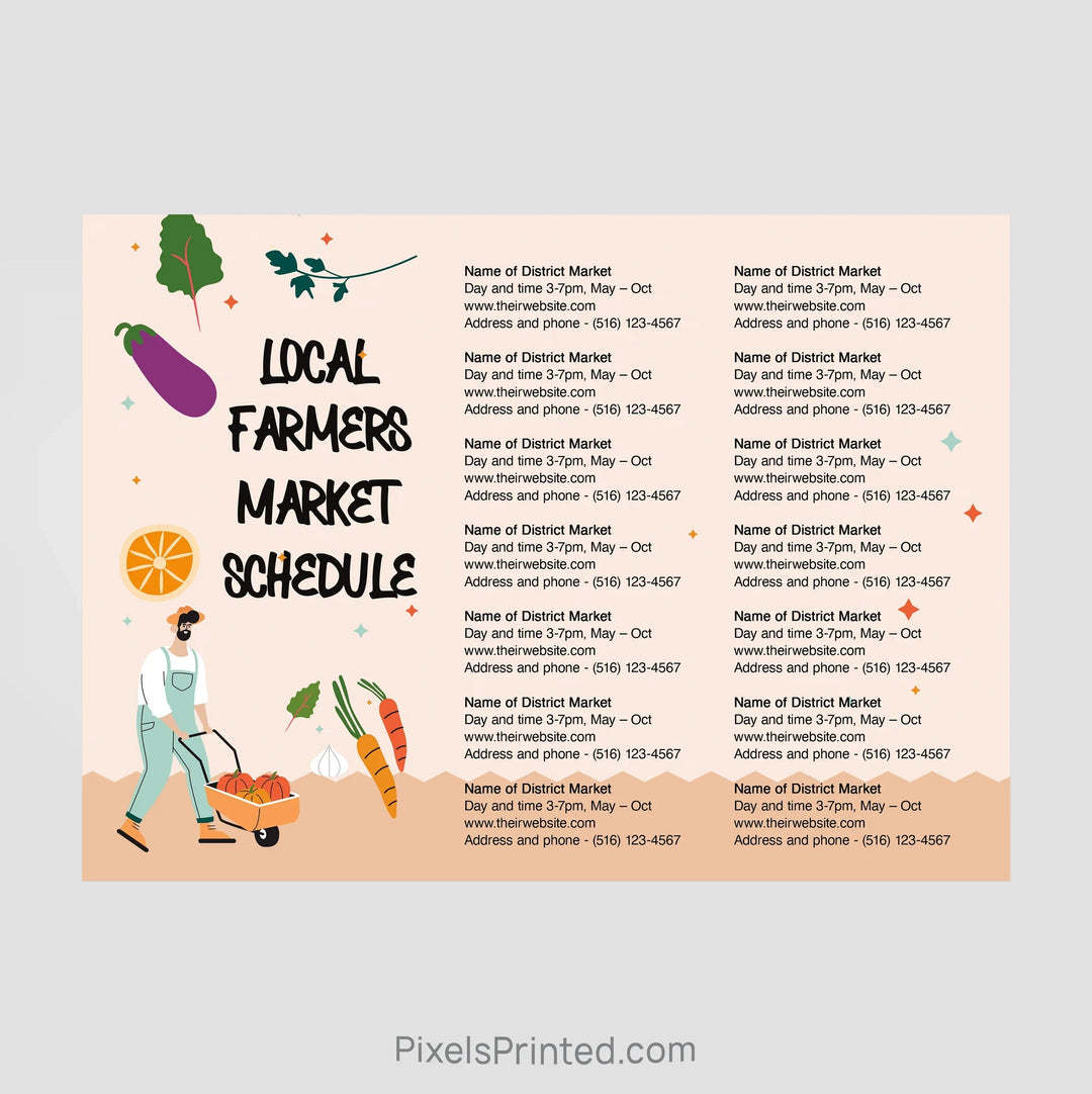 Keller Willams farmers market schedule mailers