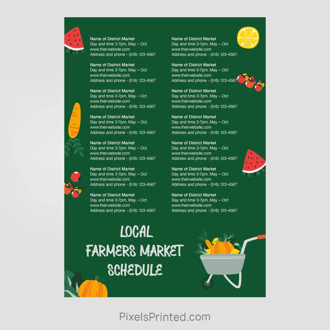 Realty One Group real estate farmers market schedule postcards