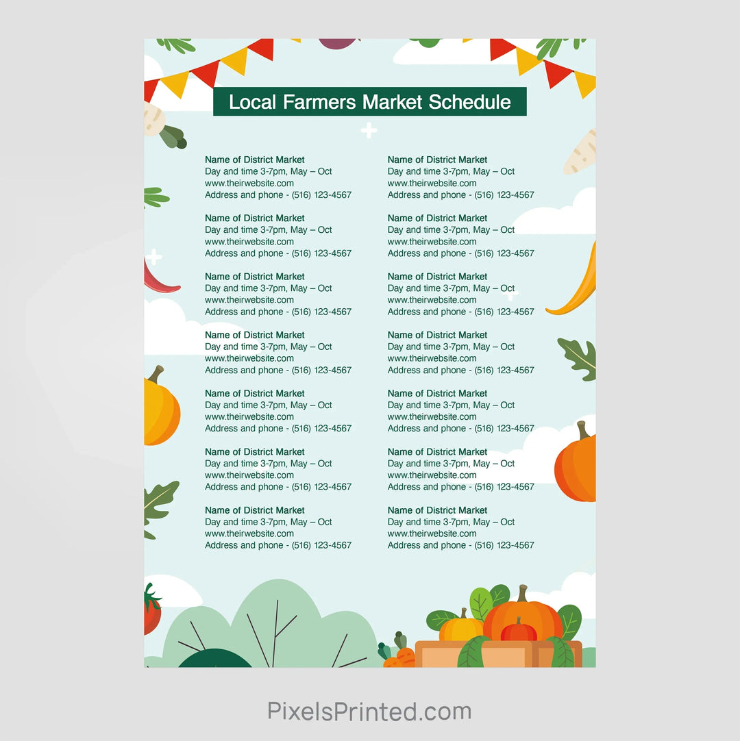 REMAX real estate farmers market schedule postcards