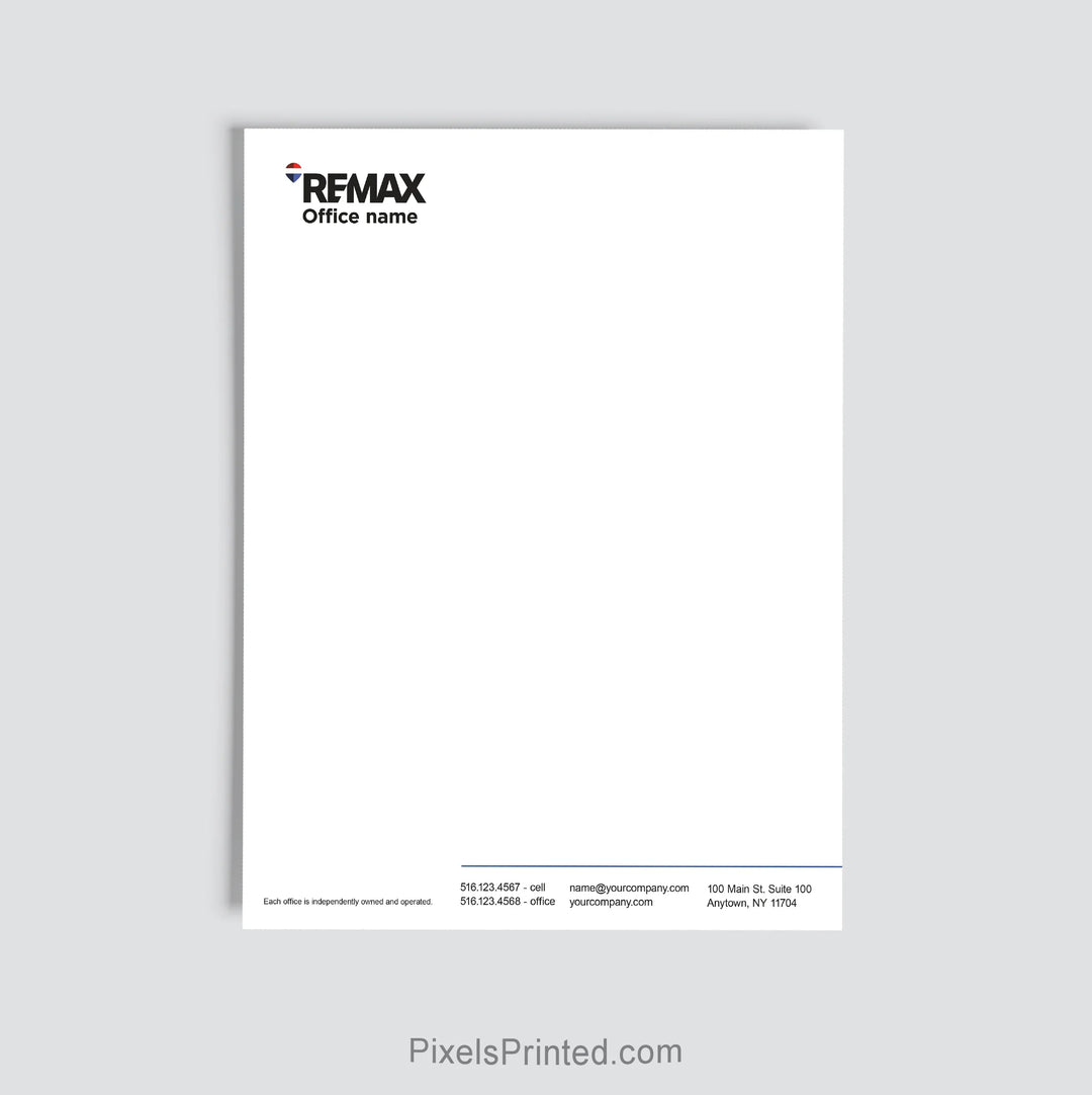RE/MAX real estate office letterhead personalized for brokerage use