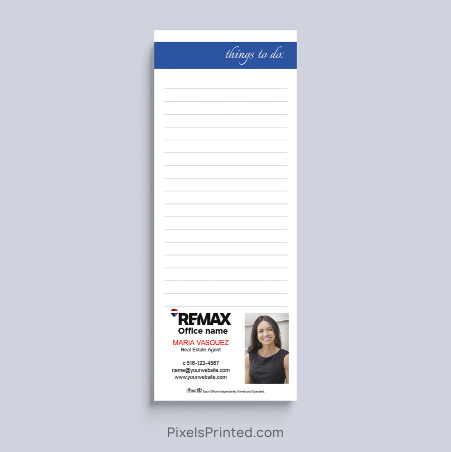 RE/MAX Personalized Things to Do Realtor Notepad