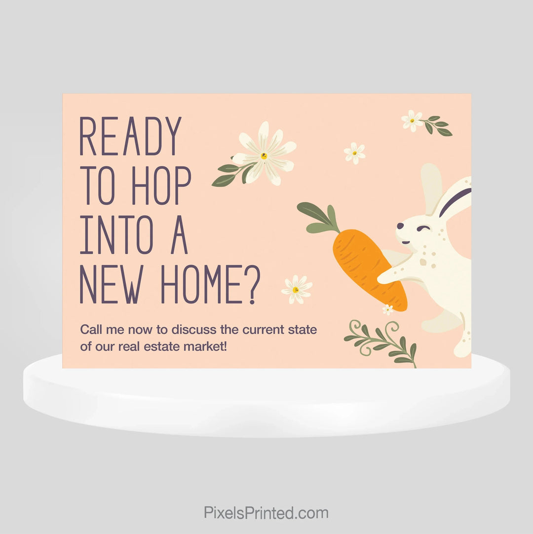 Berkshire Hathaway real estate hop into a new home Easter postcard PixelsPrinted 