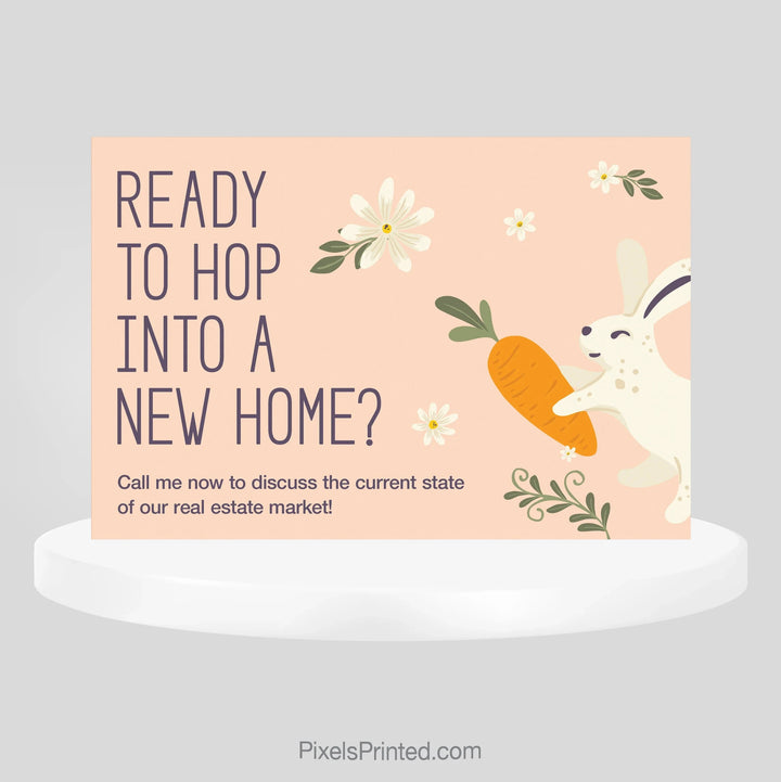 Berkshire Hathaway real estate hop into a new home Easter postcard PixelsPrinted 