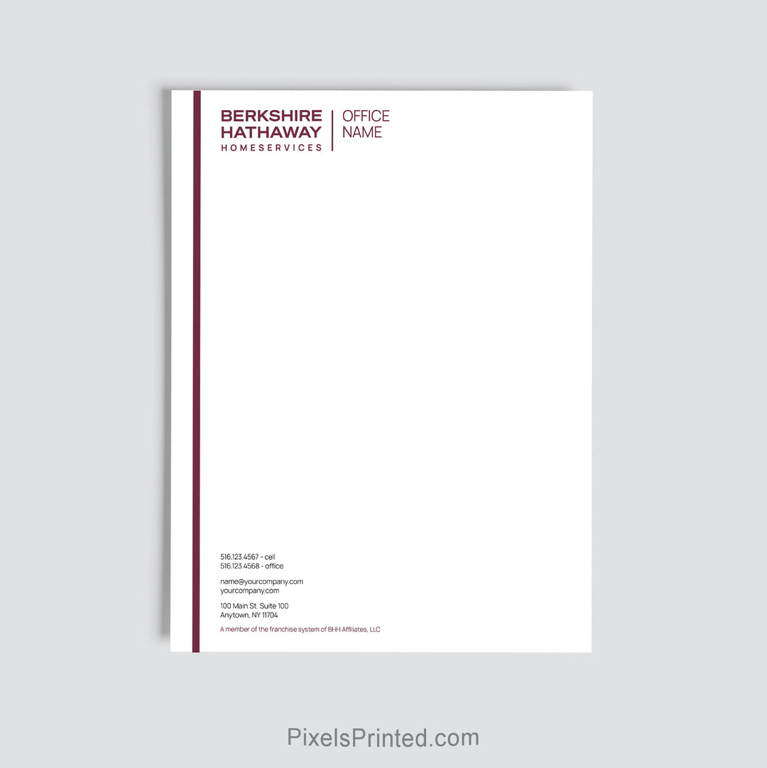 Berkshire Hathaway HomeServices brokerage letterhead personalized with office details