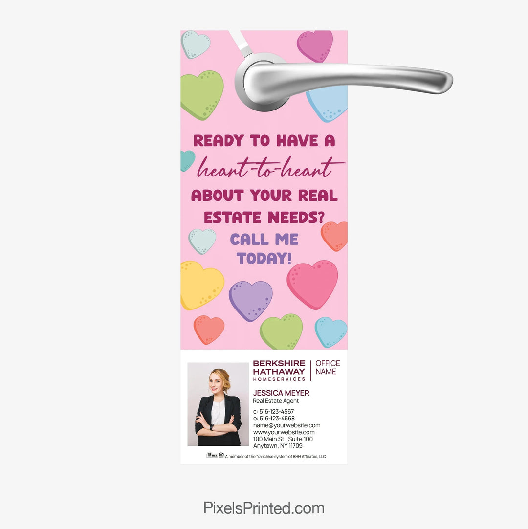 Berkshire Hathaway real estate Valentine’s Day door hanger for agents PixelsPrinted 