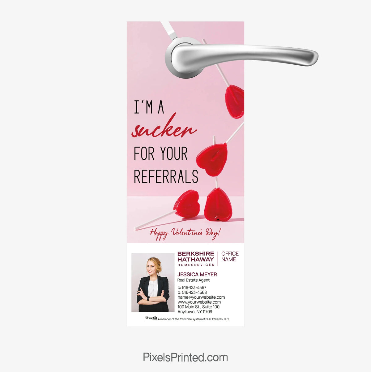 Berkshire Hathaway Valentine’s Day real estate referrals door hanger PixelsPrinted 