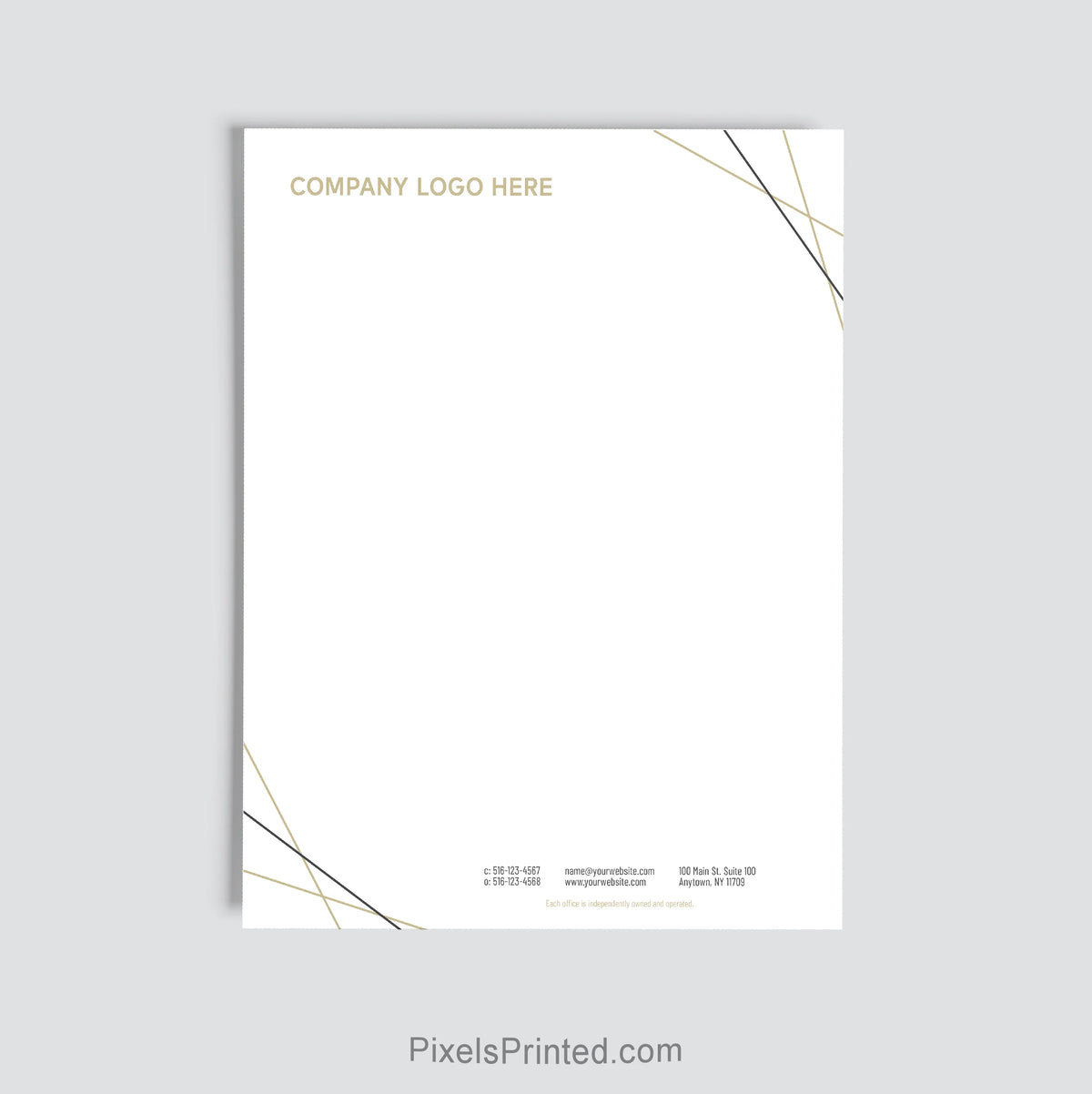 Century 21 brokerage letterhead personalized with office information