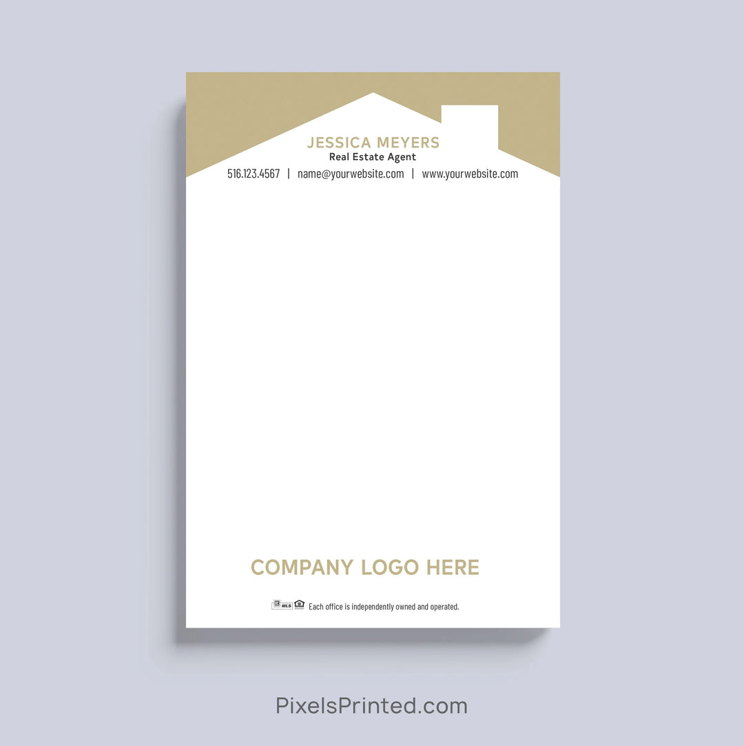 Century 21 realtor notepad with house roof design and personalized branding