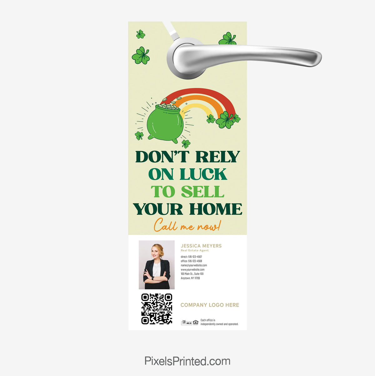 real estate do not rely on luck St. Patrick's Day door hangers 
