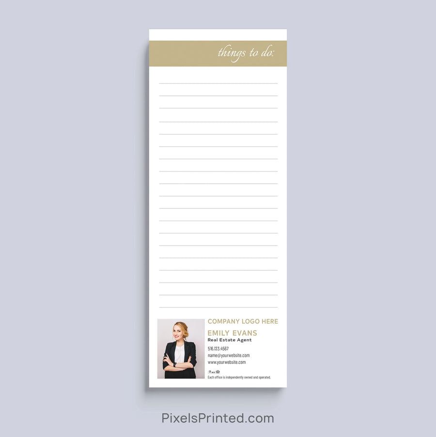 Century 21 Things to Do realtor notepad with headshot and contact information