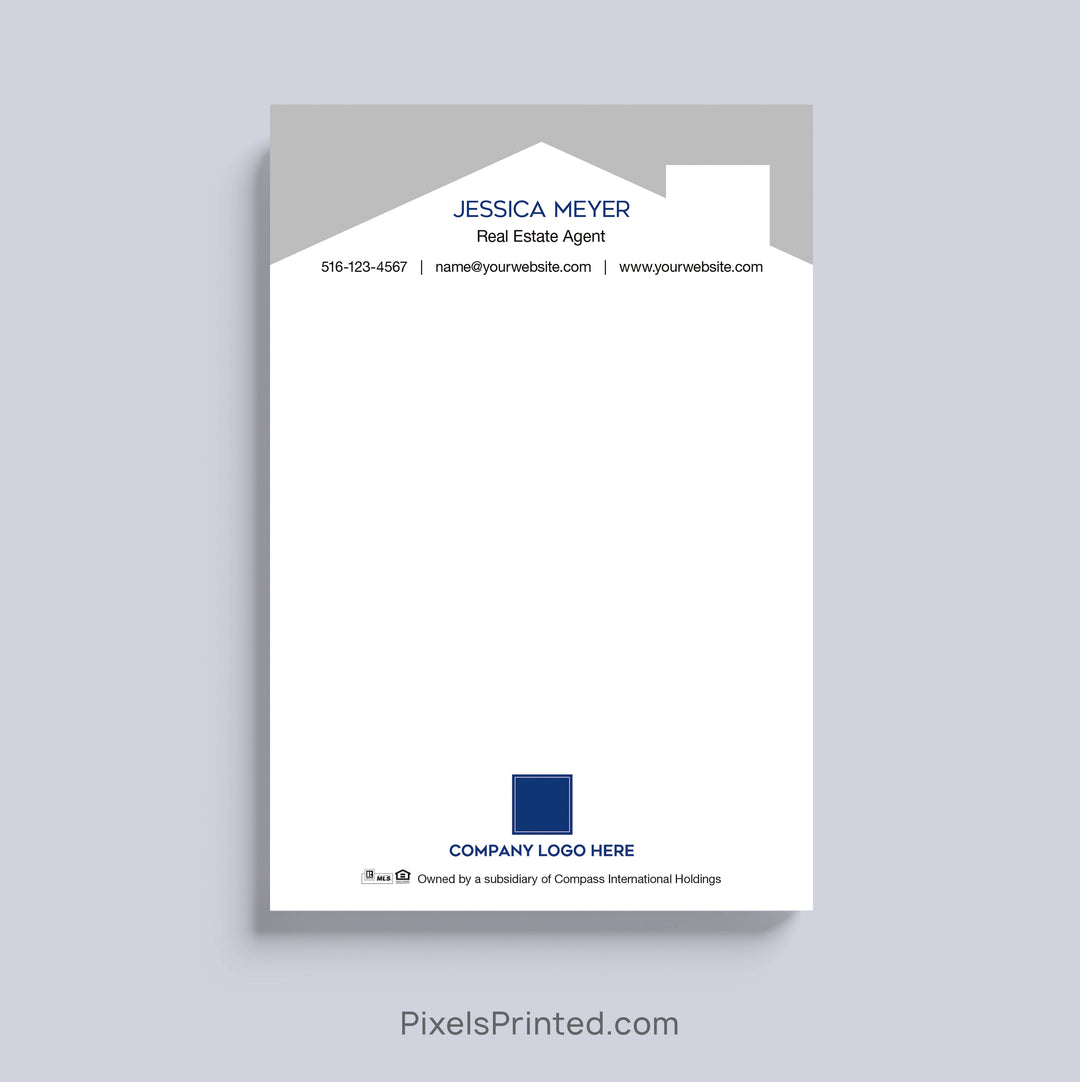 Coldwell Banker realtor notepad with house roof design and personalized branding