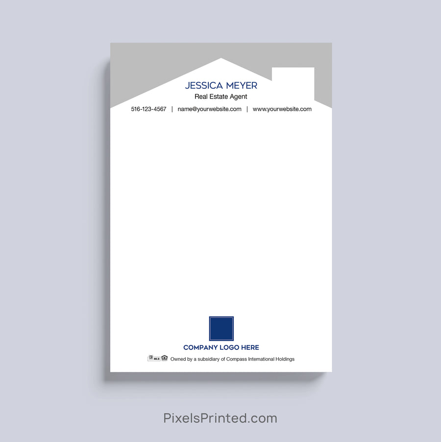 Coldwell Banker realtor notepad with house roof design and personalized branding