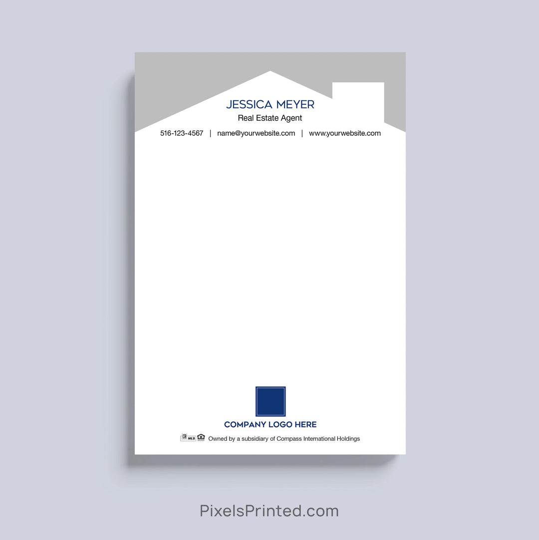 Coldwell Banker realtor notepad with house roof design and personalized branding