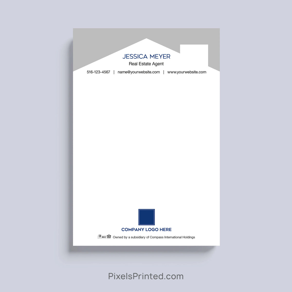 Coldwell Banker realtor notepad with house roof design and personalized branding