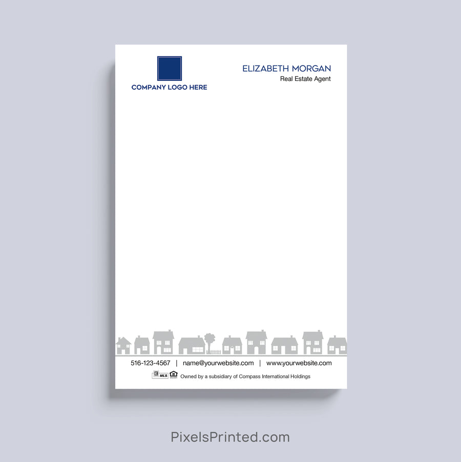 Coldwell Banker realtor notepad with neighborhood houses design