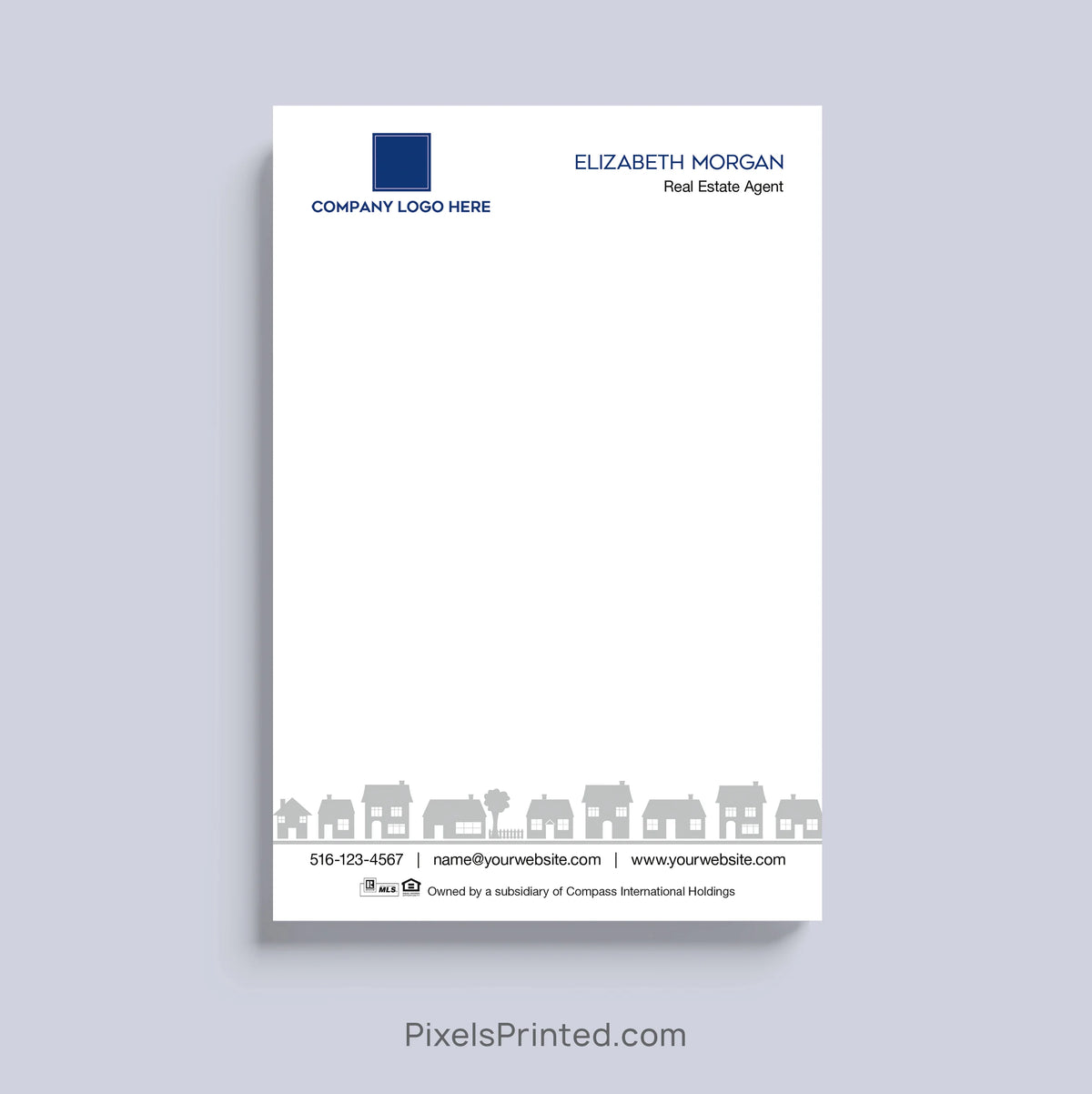 Coldwell Banker realtor notepad with neighborhood houses design