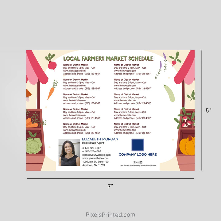 Coldwell Banker realty Farmers Market Schedule Postcard Magnets PixelsPrinted 