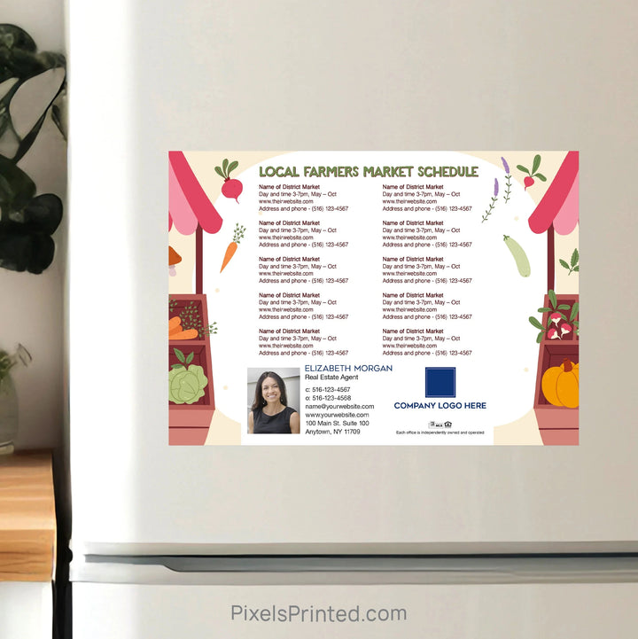 Coldwell Banker realty Farmers Market Schedule Postcard Magnets PixelsPrinted 