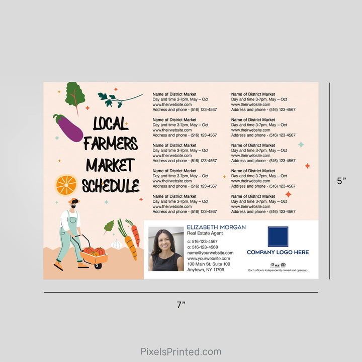 Coldwell Banker realty Farmers Market Schedule Postcard Magnets PixelsPrinted 