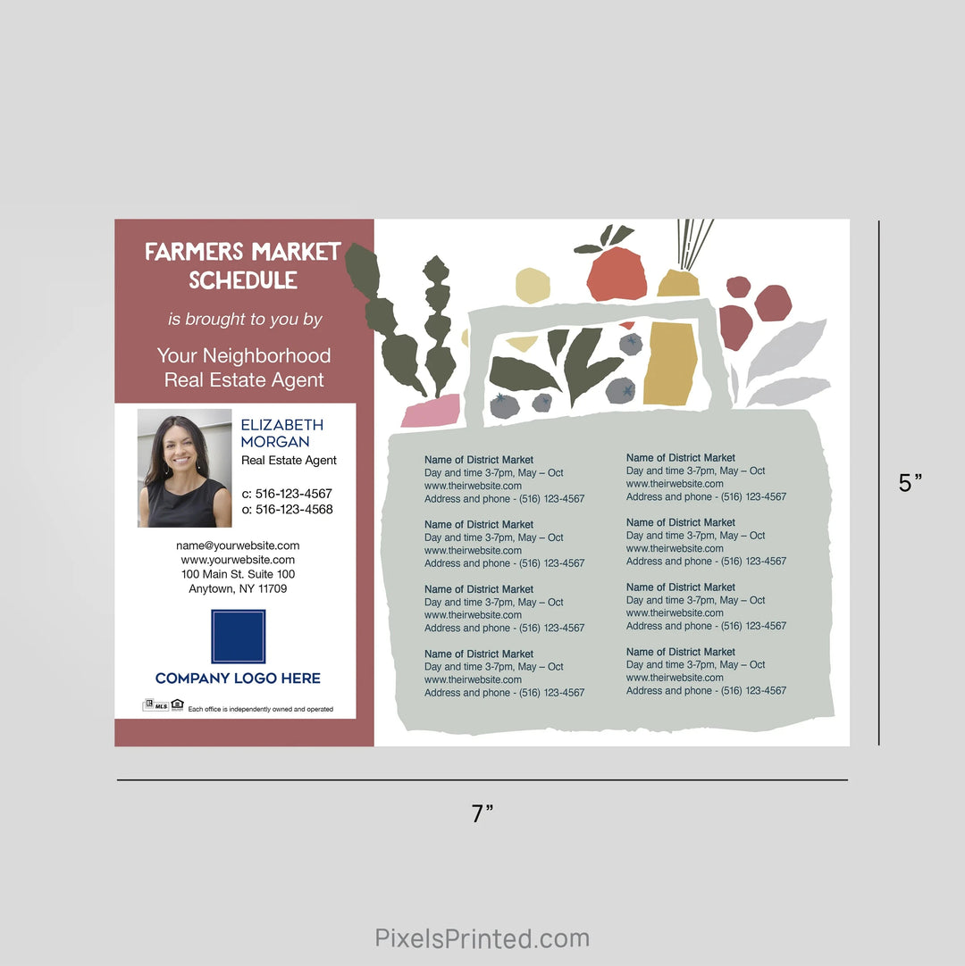 Coldwell Banker realty Farmers Market Schedule Postcard Magnets PixelsPrinted 