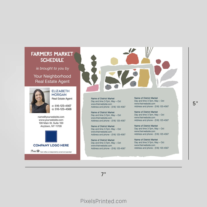 Coldwell Banker realty Farmers Market Schedule Postcard Magnets PixelsPrinted 