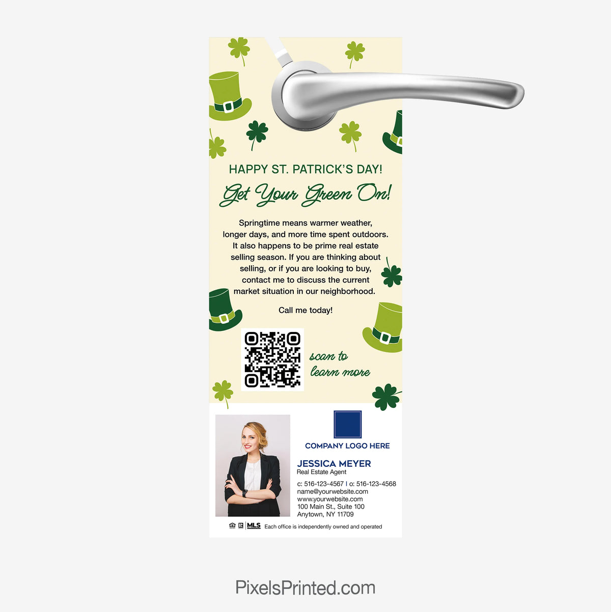 Coldwell Banker Happy St. Patricks Door Hanger for Outreach with QR code