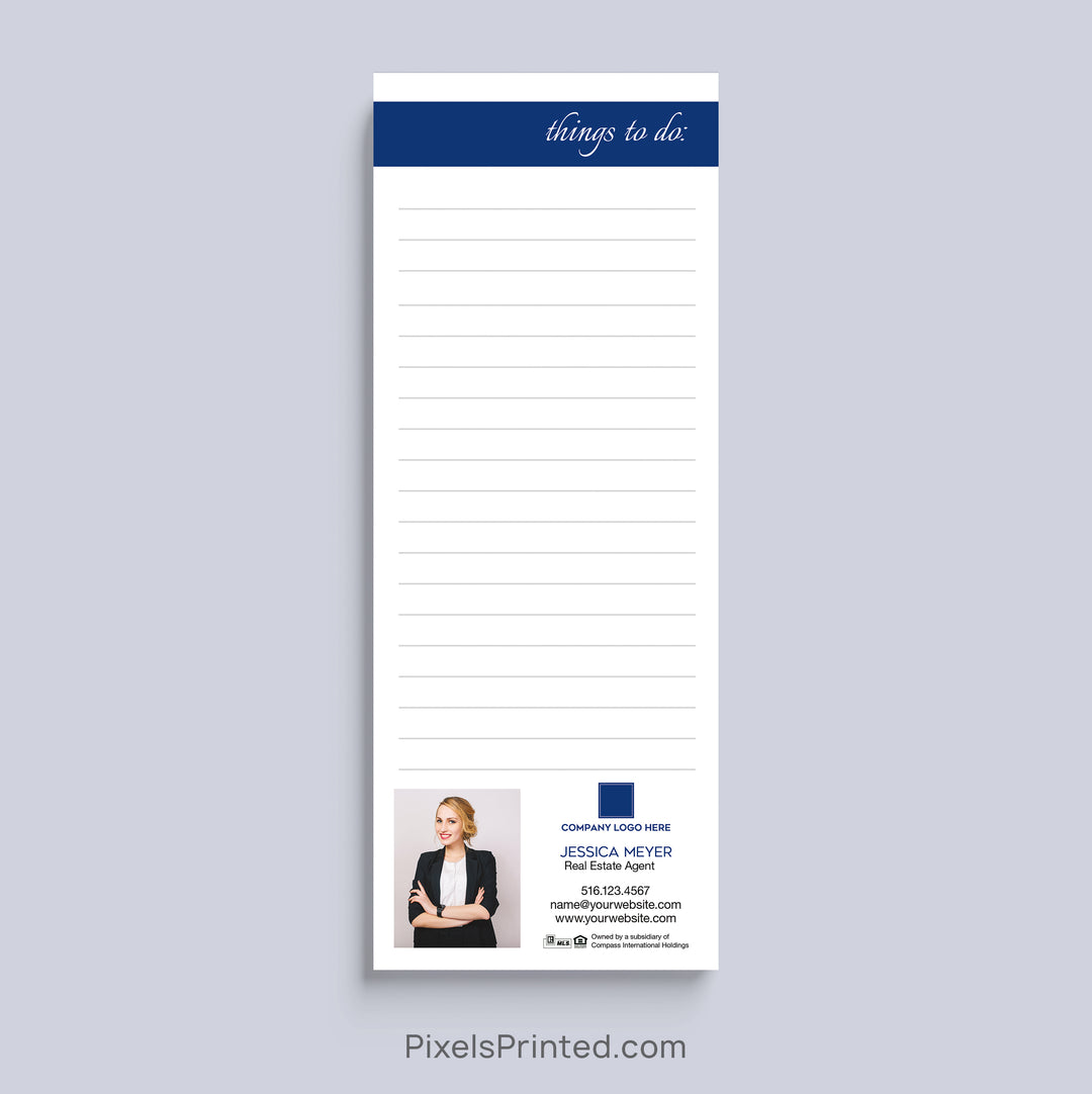 Coldwell Banker Things to Do realtor notepad with headshot and contact information