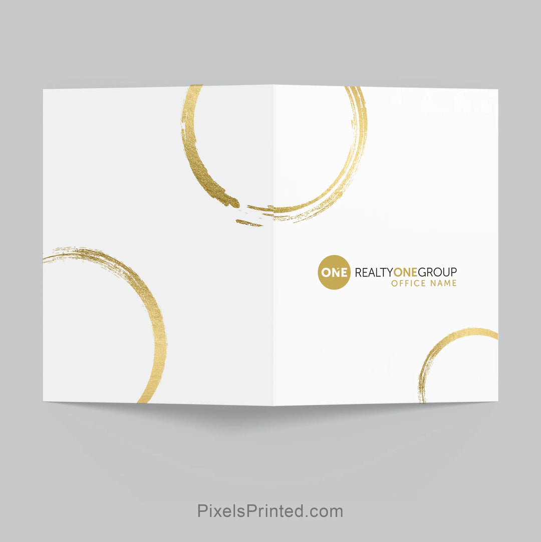 custom Realty ONE Group welcome folder with two pockets and business card slot.