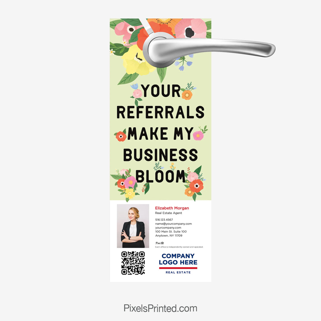 your referrals make my business bloom ERA real estate door hangers for spring