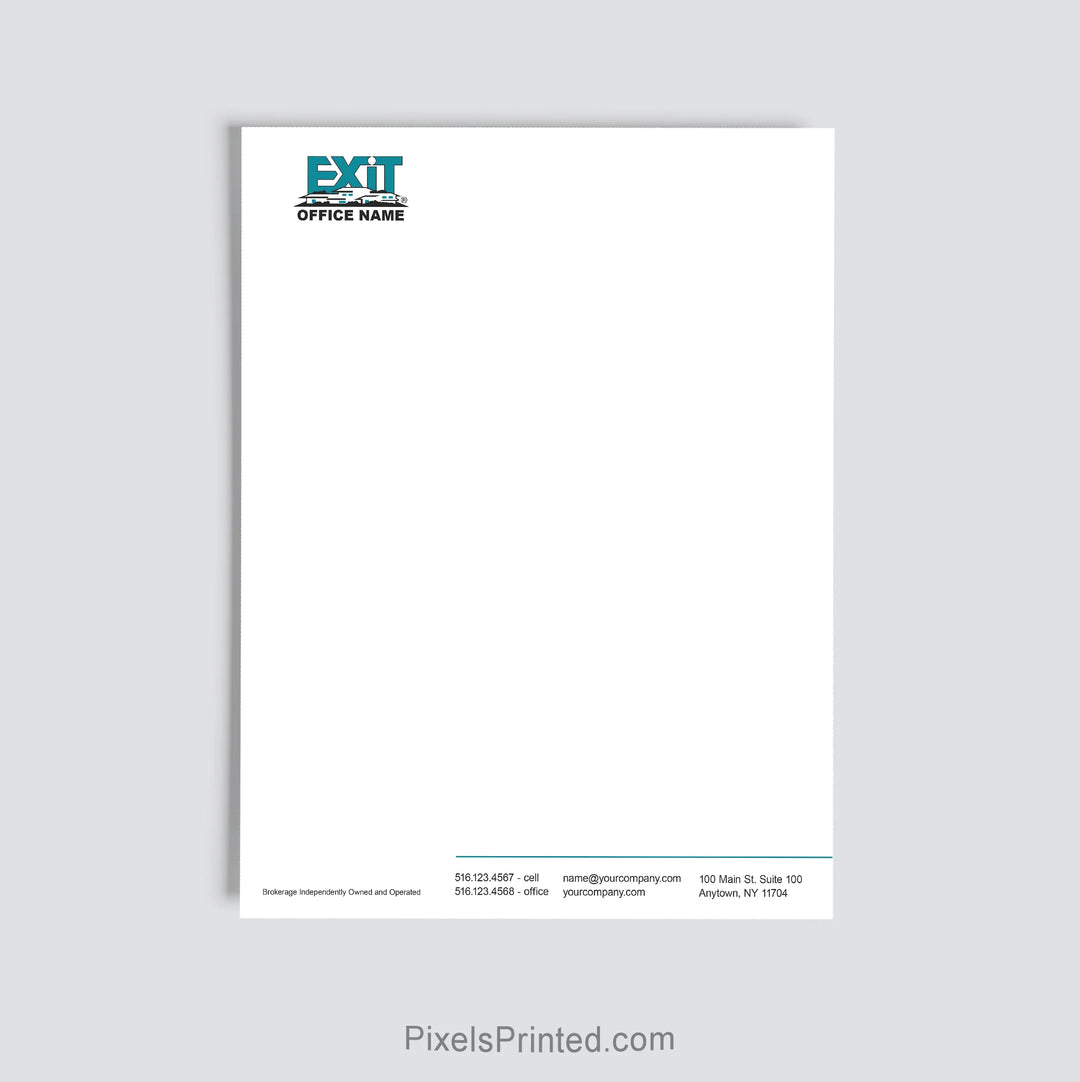EXIT Realty brokerage letterhead personalized with office information
