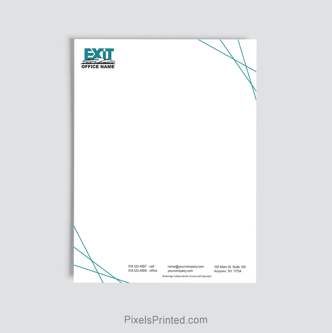 Personalized EXIT Realty real estate letterhead for brokerage offices