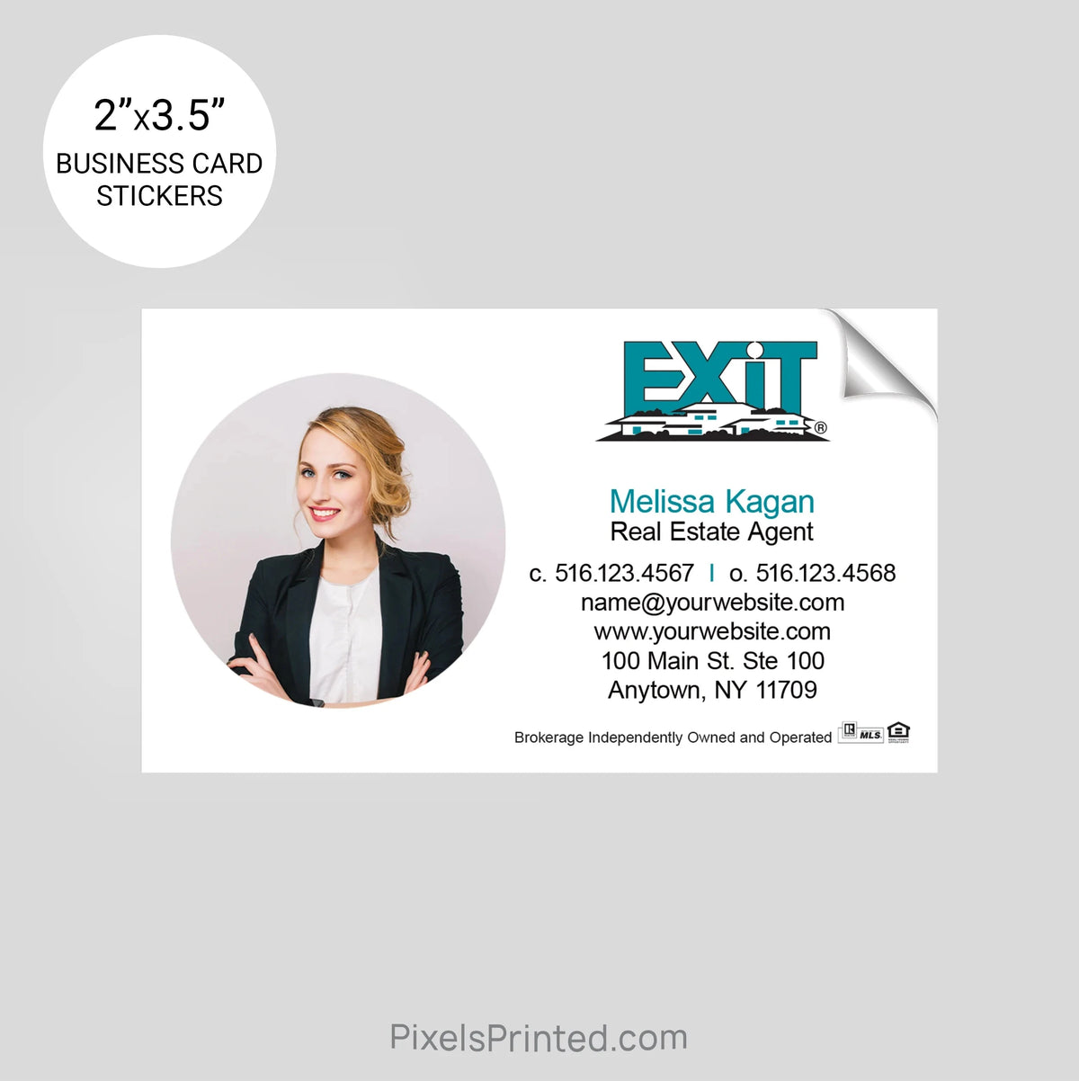 EXIT realty business card stickers PixelsPrinted 
