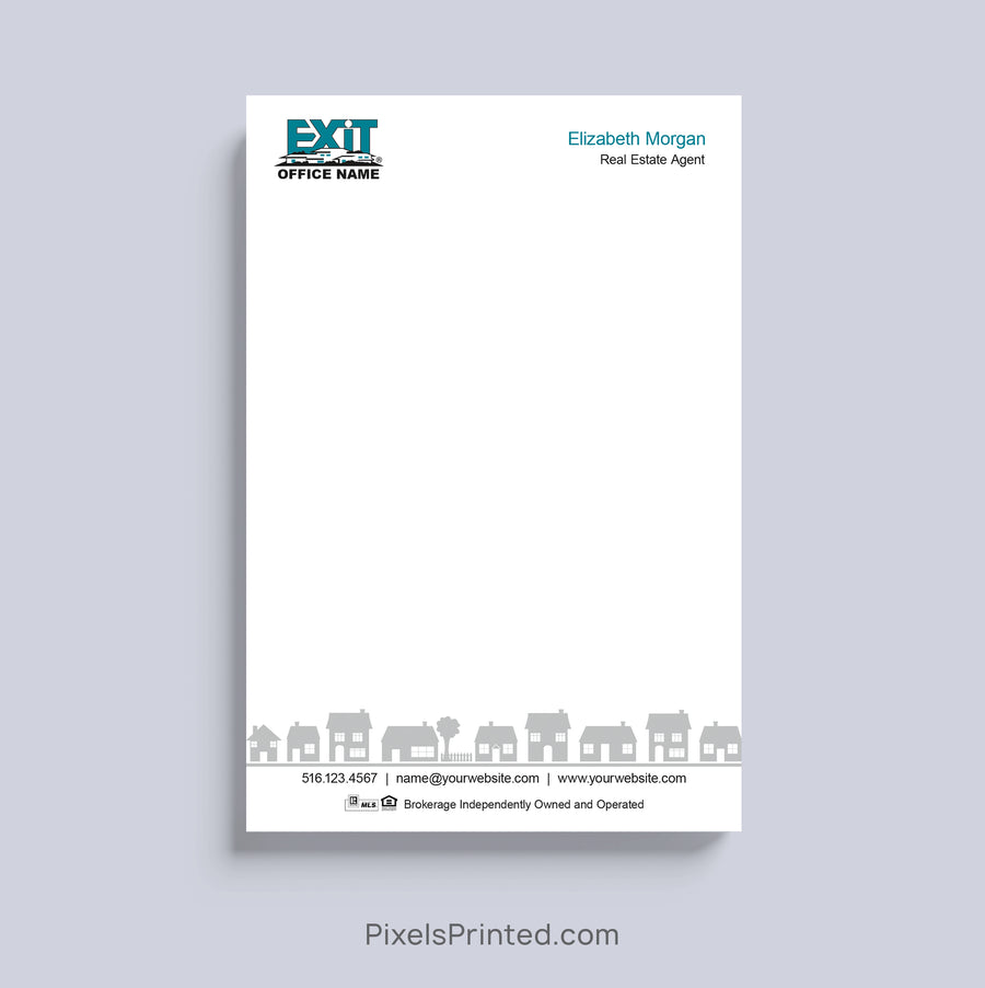 EXIT Realty realtor notepad with neighborhood houses design