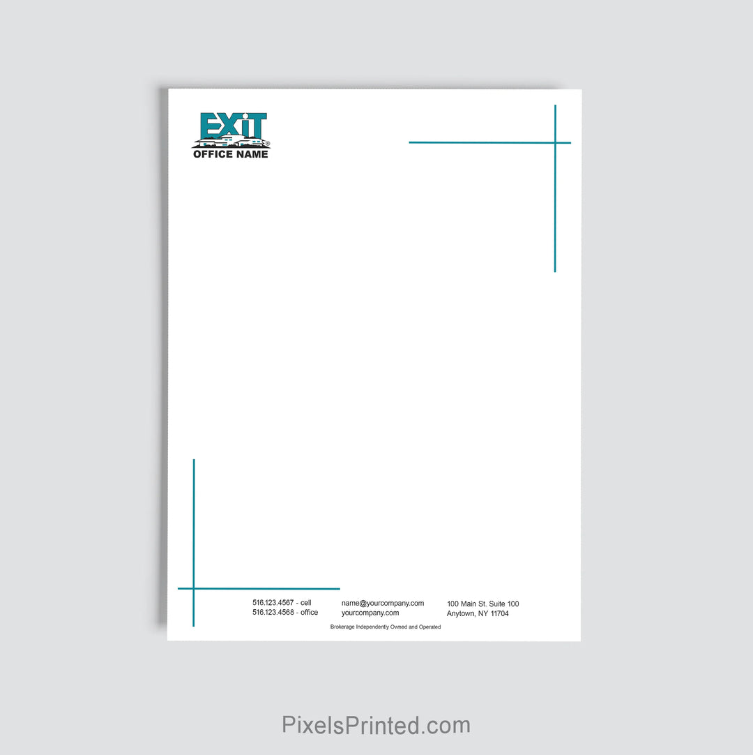 EXIT Realty real estate office letterhead personalized for brokerage use
