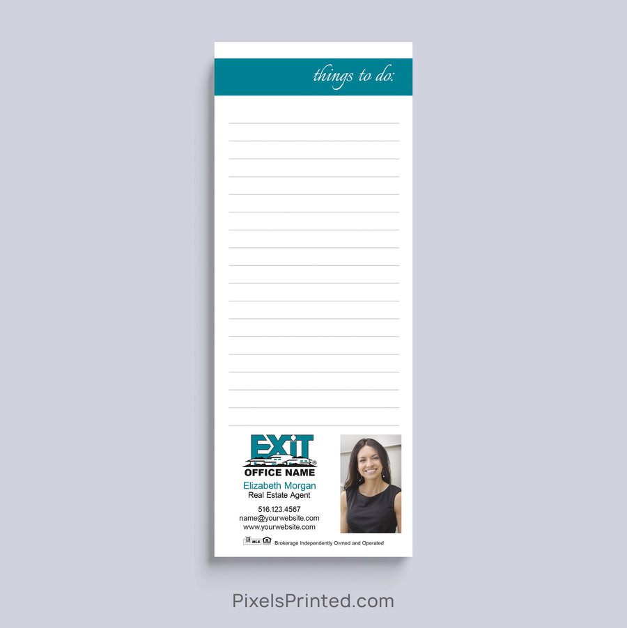 EXIT Realty Things to Do realtor notepad with headshot and contact information
