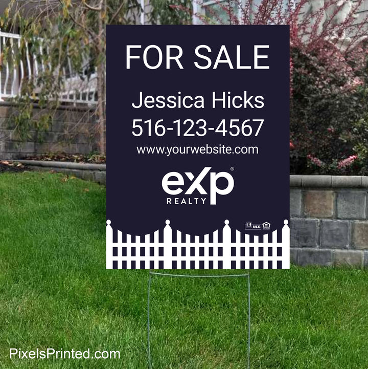 real estate yard sign with white picket fence design