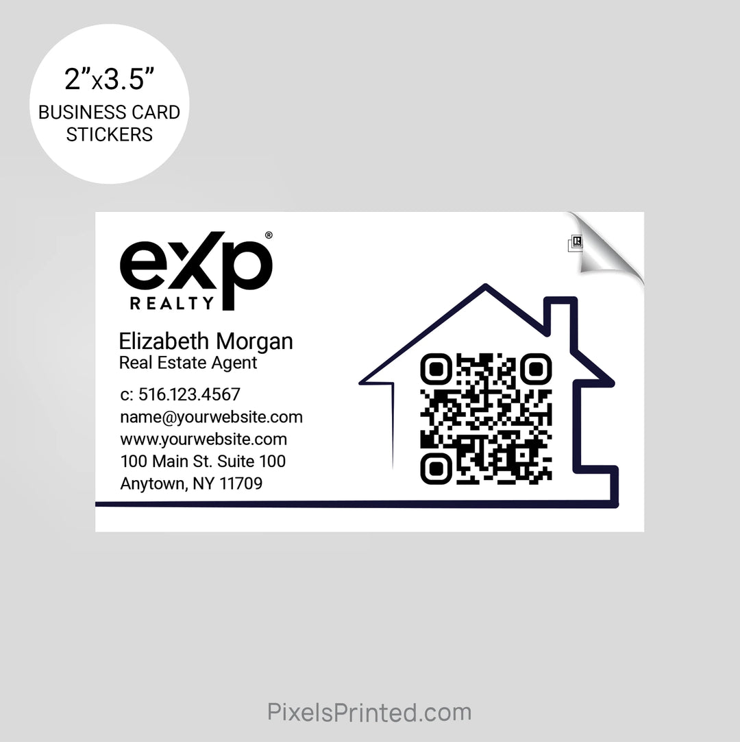 custom business card stickers for real estate agents with QR code and house design