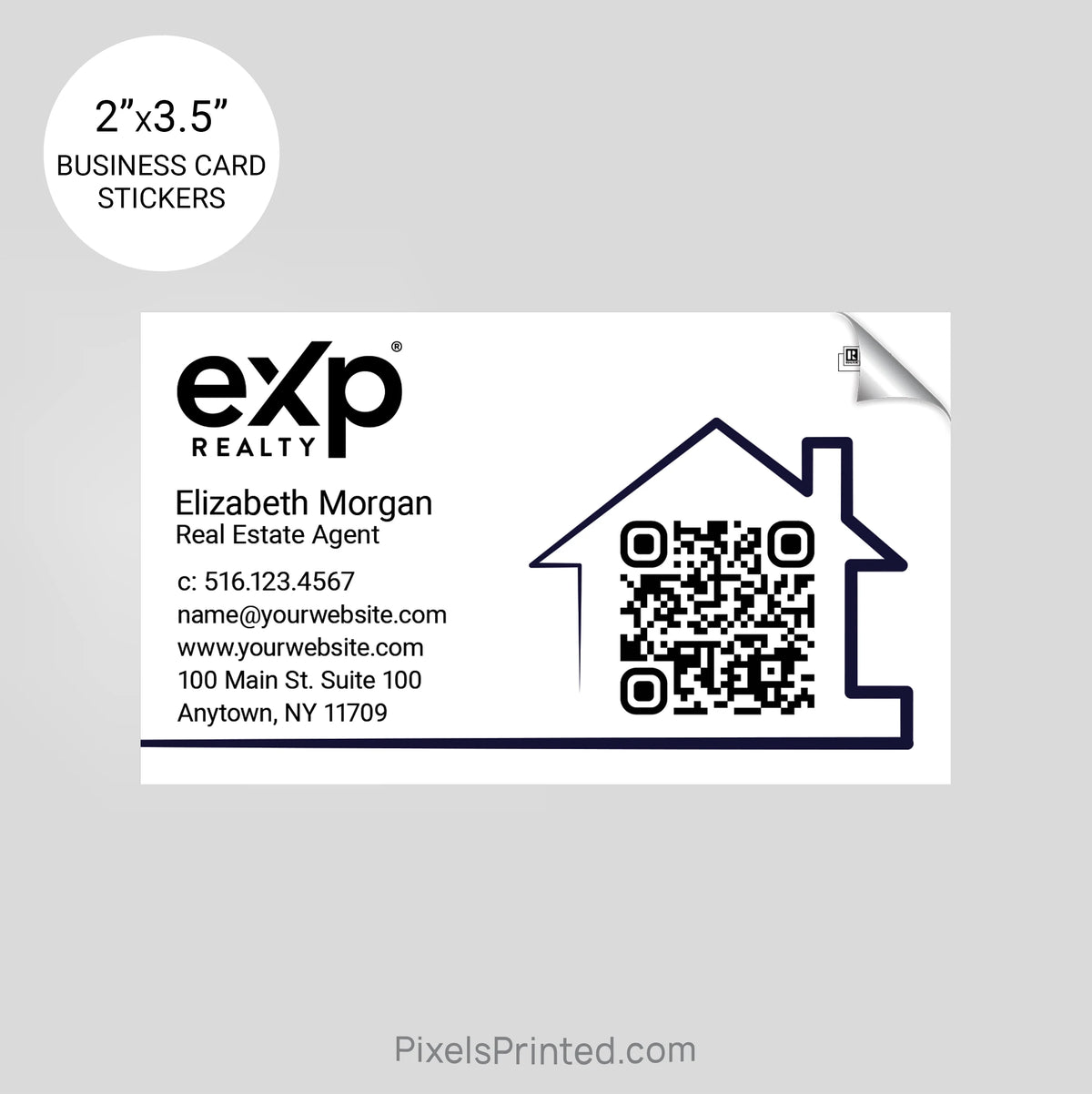 custom business card stickers for real estate agents with QR code and house design