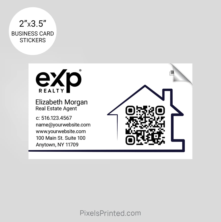 custom business card stickers for real estate agents with QR code and house design