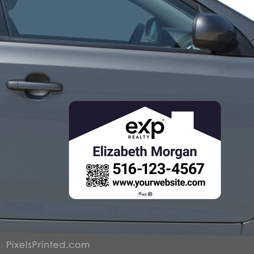 eXp Realty real estate car sign featuring professional agent branding for increased visibility on the road.