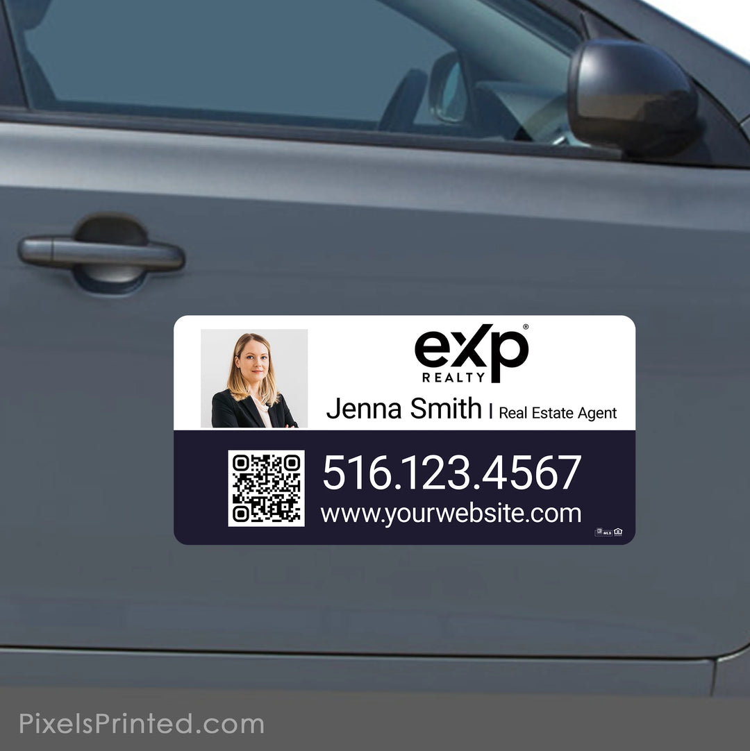 eXp Realty car magnet with QR code that gives potential clients an easy way to connect with the agent.