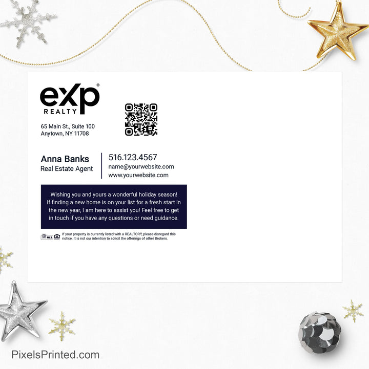 EXP realty Christmas holiday postcards for real estate agents marketing