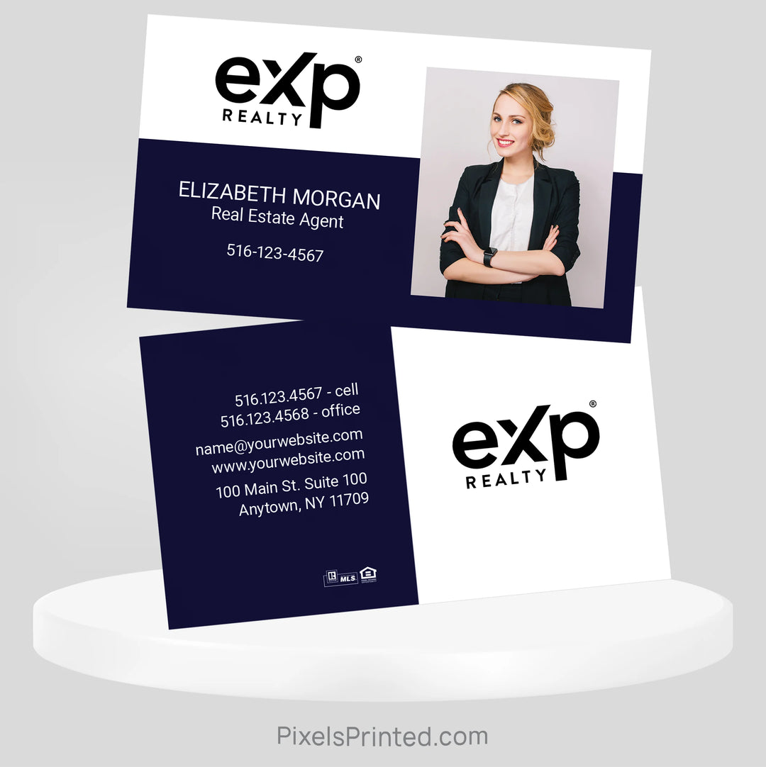 Custom eXp Realty business card featuring modern branding for real estate agents.