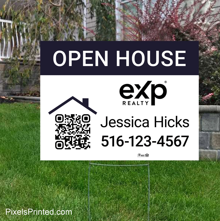 eXp Realty customizable yard sign with metal step stake FOR SALE with QR code
