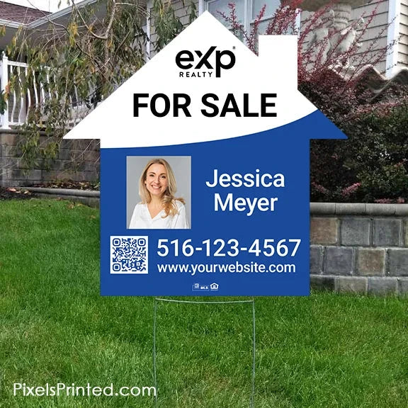 EXP realty for sale house shaped yard signs yard signs PixelsPrinted 